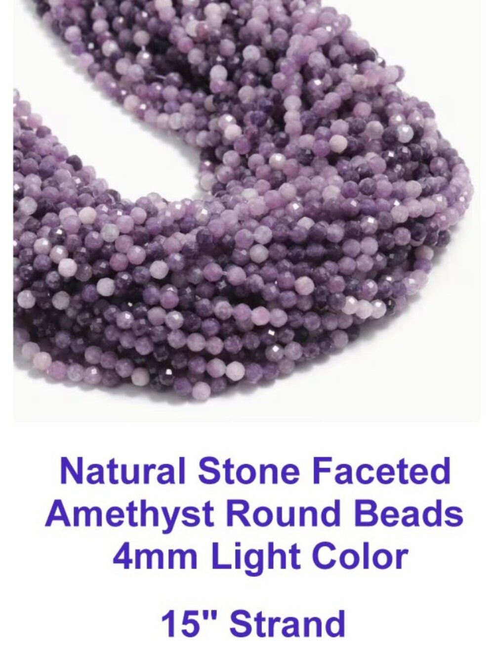  Natural Stone Faceted Amethyst Round Beads  4mm Light Color